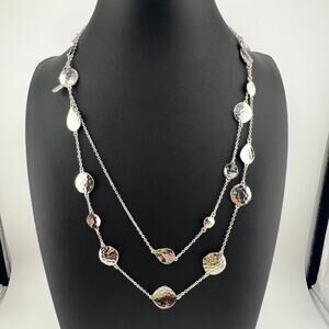 Melinda Maria Long Dainty Silver Tone Necklace 38"